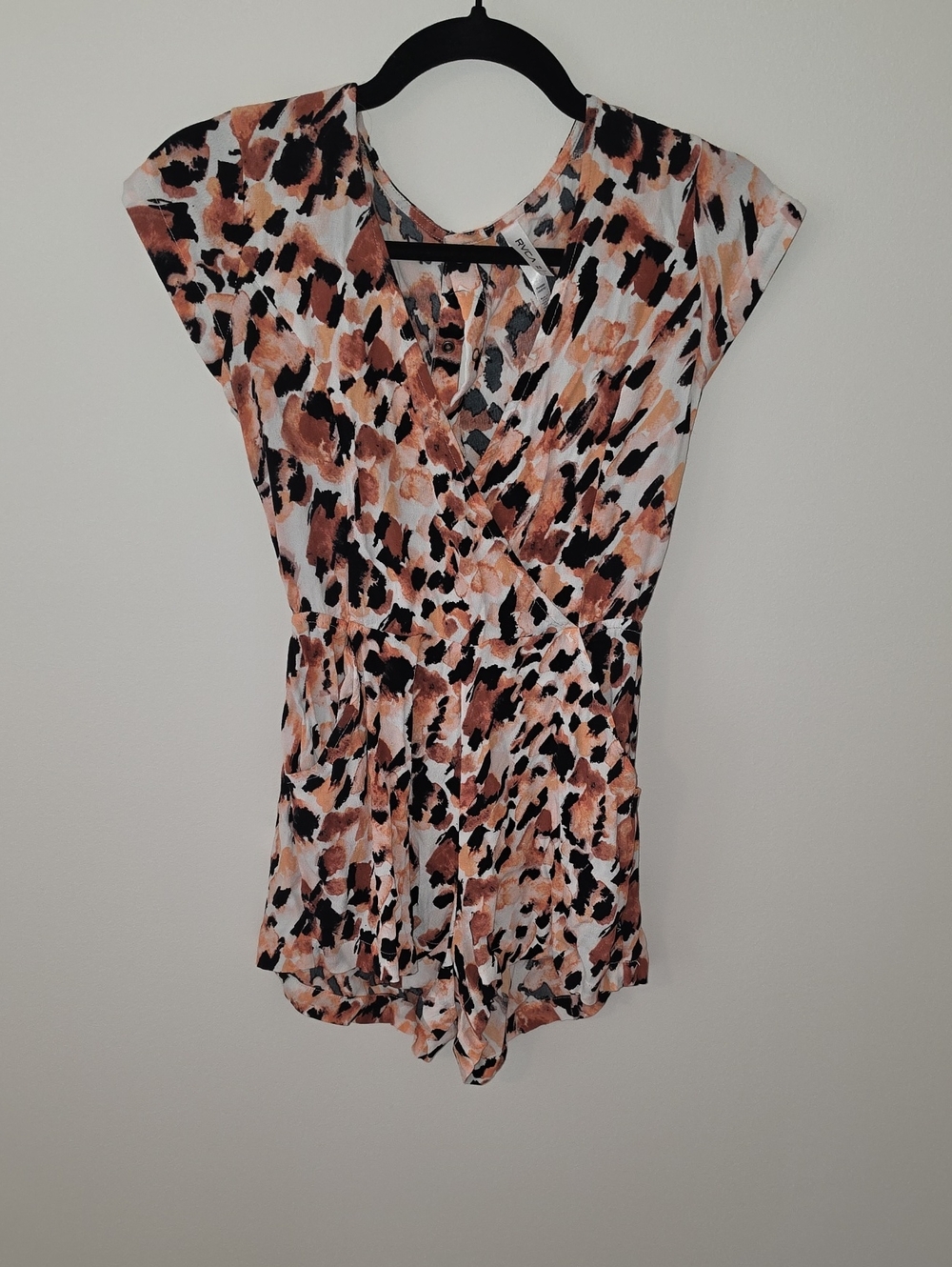 RVCA Peach, Black & White Romper With Pockets